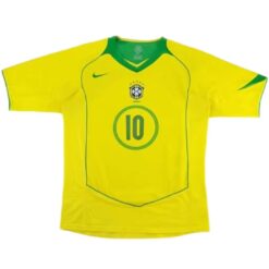 Alternative view of Ronaldinho #10 Retro Brazil Home Jersey 2004