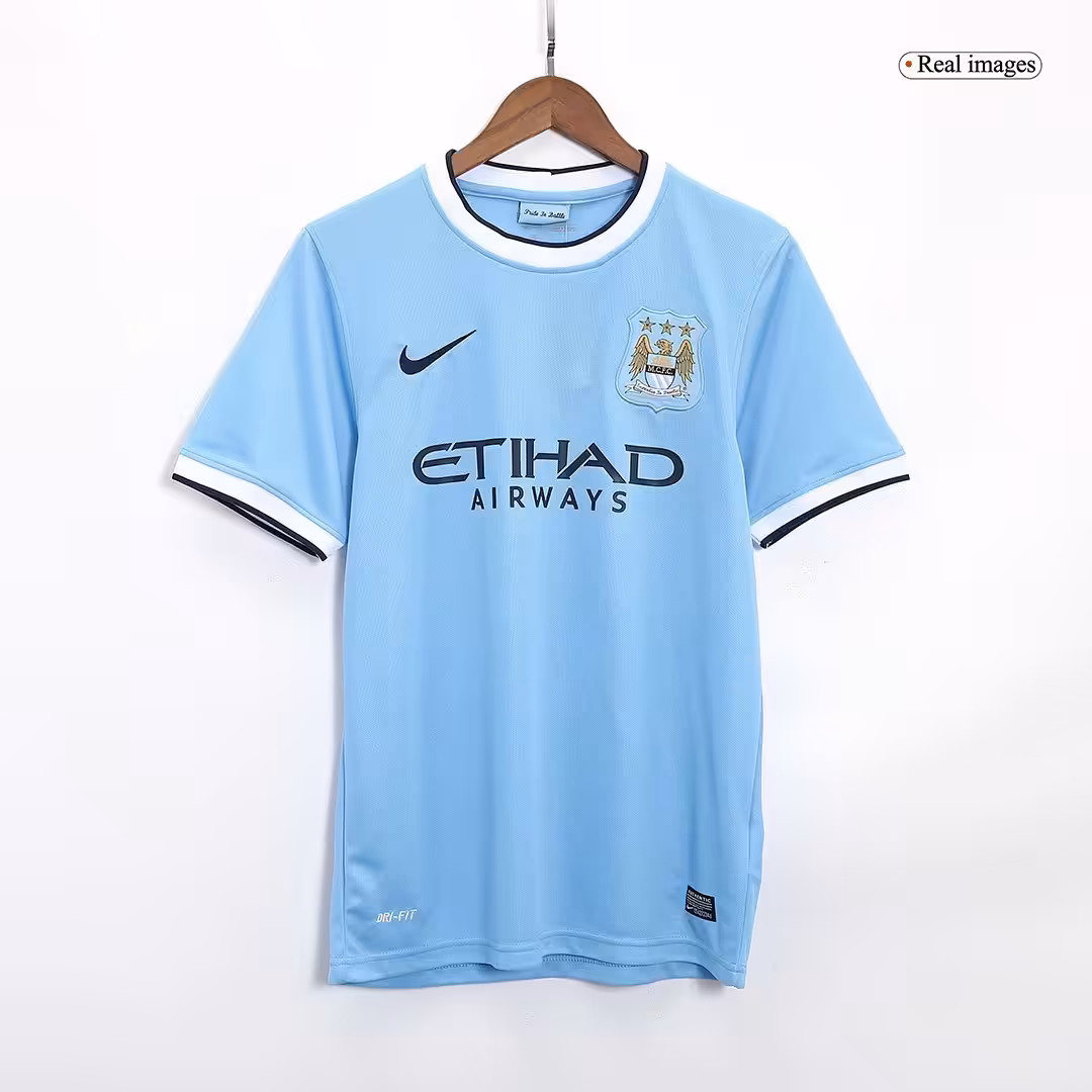 KUN AGüERO #16 Retro Manchester City Home Jersey 2013/14 - Image 3