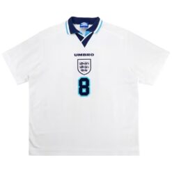 Alternative view of GASCOIGNE #8 Retro England Home Jersey Euro Cup 1996