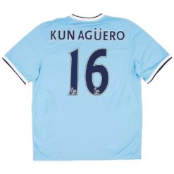 KUN AGüERO #16 Retro Manchester City Home Jersey 2013/14