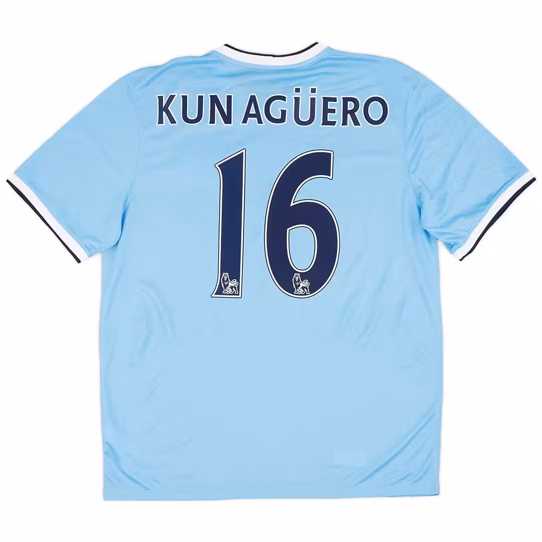KUN AGüERO #16 Retro Manchester City Home Jersey 2013/14