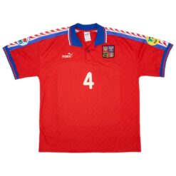 Alternative view of Nedved #4 Retro Czech Republic Home Jersey 1996/98