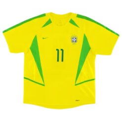 Alternative view of Ronaldinho #11 Retro Brazil Home Jersey World Cup 2002