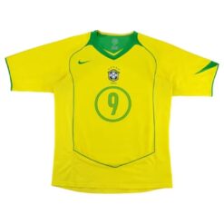 Alternative view of Ronaldo #9 Retro Brazil Home Jersey 2004