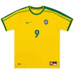 Alternative view of Ronaldo #9 Retro Brazil Home Jersey World Cup 1998