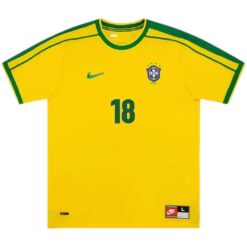 Alternative view of LEONARDO #18 Retro Brazil Home Jersey World Cup 1998