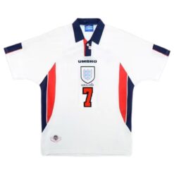 Alternative view of Beckham #7 Retro England Home Jersey World Cup 1998