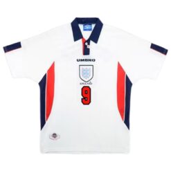 Alternative view of Shearer #9 Retro England Home Jersey World Cup 1998