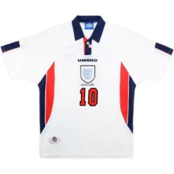 Alternative view of SHERINGHAM #10 Retro England Home Jersey World Cup 1998