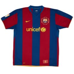 Alternative view of Ronaldinho #10 Retro Barcelona Home Jersey 50-Years Anniversary 2007/08