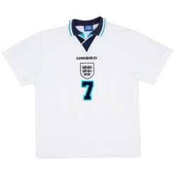 Alternative view of BECKHAM #7 Retro England Home Jersey Euro Cup 1996