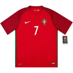 Alternative view of Ronaldo #7 Retro Portugal Home Jersey Euro Cup 2016