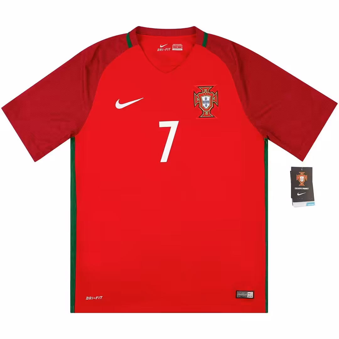 Ronaldo #7 Retro Portugal Home Jersey Euro Cup 2016 - Image 2