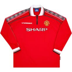 Alternative view of Beckham #7 Retro Manchester United Home Sleeve Sleeve Jersey 1998/00