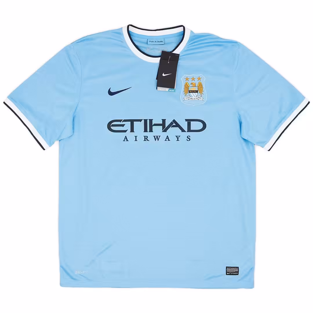 KUN AGüERO #16 Retro Manchester City Home Jersey 2013/14 - Image 2