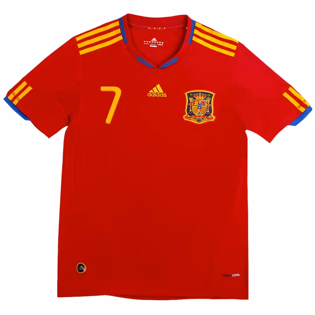 DAVID VILLA #7 Retro Spain Home Jersey 2010 - Image 2