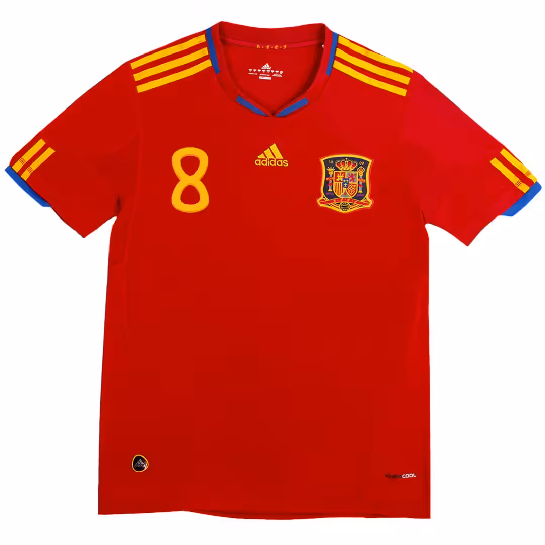 XAVI #8 Retro Spain Home Jersey 2010 - Image 2