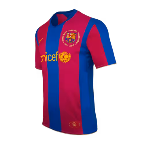 Ronaldinho #10 Retro Barcelona Home Jersey 50-Years Anniversary 2007/08 - Image 4