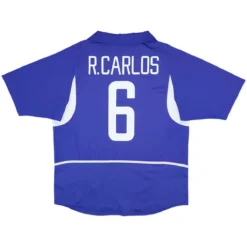 R.Carlos #6 Retro Brazil Away Jersey World Cup 2002