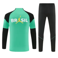 Brazil 1/4 Zipper Sweat Kit(Top+Pants) Green 2026 | KK Jersey
