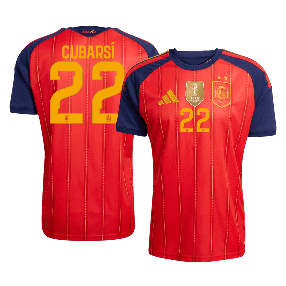 CUBARSÍ #22 Spain Home Winners 2 Star Jersey 2026 CUBARSÍ #22 Spain Home Winners 2 Star Jersey 2026 front view