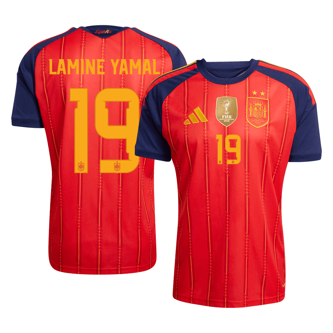LAMINE YAMAL #19 Spain Home Winners 2 Star Jersey 2026 LAMINE YAMAL #19 Spain Home Winners 2 Star Jersey 2026 front view