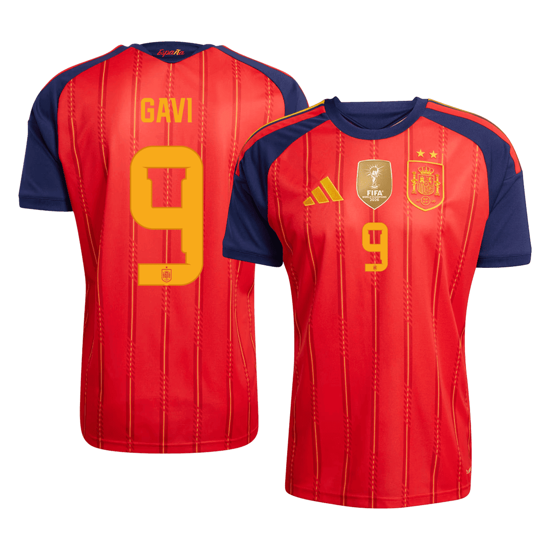 GAVI #9 Spain Home Winners 2 Star Jersey 2026 GAVI #9 Spain Home Winners 2 Star Jersey 2026 front view
