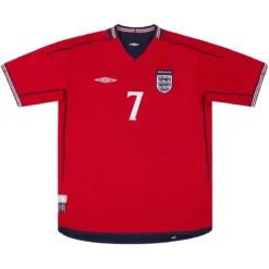 Alternative view of BECKHAM #7 Retro England Away Jersey World Cup 2002