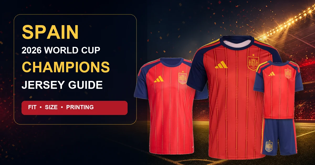 Spain 2026 World Cup champions jersey guide with adult, player and kids Spain shirts