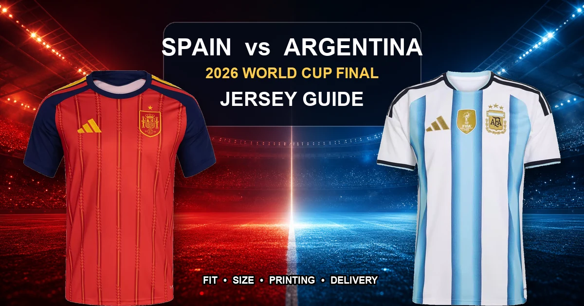 Spain vs Argentina 2026 World Cup Final Jersey Guide Spain and Argentina 2026 World Cup final jerseys on a stadium background