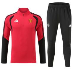 Manchester United 1/4 Zipper Sweat Kit(Top+Pants) Red 2026/27